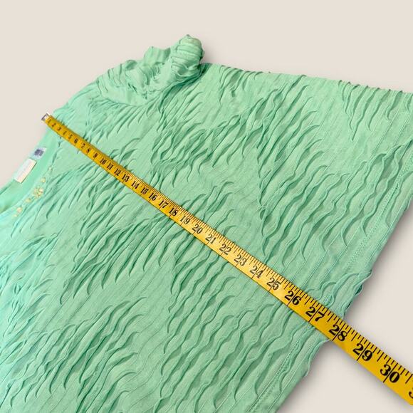 Alfred Dunner Short Sleeve Ruffled Tiered Top Blouse Stretch Pullover 2X Green - Picture 12 of 13